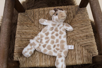 Embroidered Soft Blue Giraffe Comforter Toy, 3 of 7