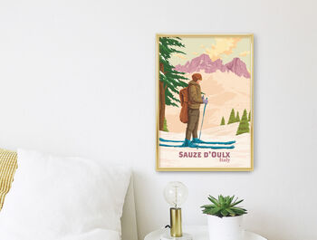 Sauze D'oulx Ski Resort Italy Travel Poster Art Print, 3 of 8