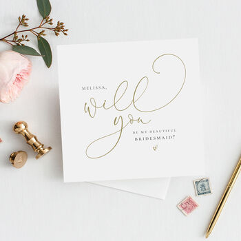Will You Be My Maid Of Honour Card | Mock Gold Fe37, 2 of 4
