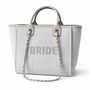 Sparkly Block Letters Bride Stone Large Chain Initial Tote Bags, thumbnail 2 of 3