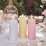 Three Pastel Tru Glow® LED Slim Pillar Candles, thumbnail 1 of 4