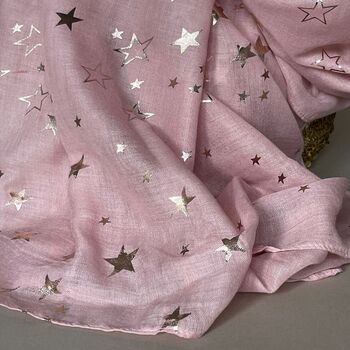 Rose Gold Sketch Stars Scarf In Pink, 3 of 3