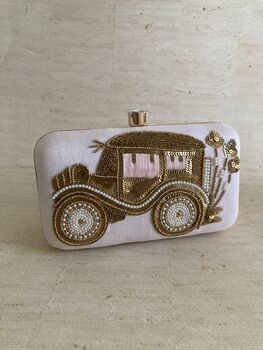 Doli Car Pink Handcrafted Rectangular Clutch Bag, 3 of 10