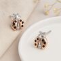 Sterling Silver Diamond Ladybird Stud Earrings, thumbnail 1 of 4
