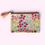 Embroidered Velvet Coin Purse | Ditsy Floral In Cream And Pastels, thumbnail 1 of 4