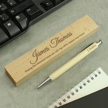 Thank You Gifts Personalised Wooden Pen And Box Set, 4 of 8