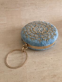 Blue Handcrafted Velvet Clutch Bag, 3 of 10