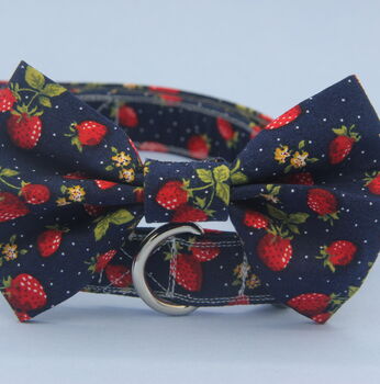 Navy Blue Strawberry Dog Bow Tie, 8 of 9