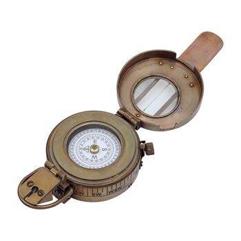Custom Bronze British Army Style Prismatic Marching Compass In A Wood Box, 4 of 12