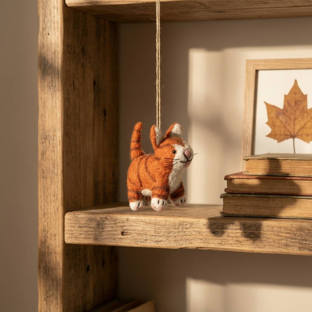 Handmade Felt Colin The Cat Decoration, 1 of 3