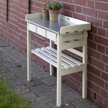 Lacquered Garden Three Drawer Workbench Grey Or Cream, 5 of 5