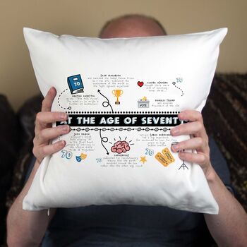 Personalised 70th Birthday Cushion Gift, 9 of 12