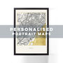 Personalised Portrait Metallic Foil Map Prints, thumbnail 1 of 7
