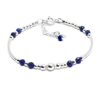 Lapis Lazuli And Sterling Silver Bracelet, September Birthstone Jewellery, 2 of 2