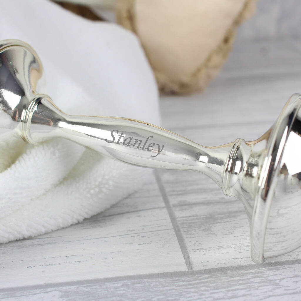 Personalised Baby Silver Rattle Christening Gift, 1 of 5