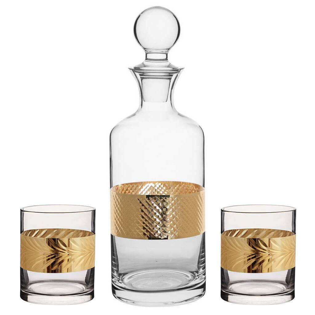 Personalised Diamond Embossed Gold Glassware By Dibor