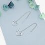 Open Heart Threader Earrings In Sterling Silver, thumbnail 5 of 10