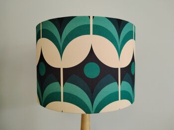 Blue Geometric Retro Floral Design Handmade Lampshade Table Floor Or Ceiling Pendant, 3 of 10