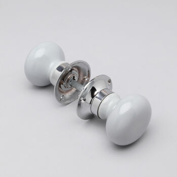 G Decor Perfect Edit Light Grey – Set Of Handcrafted Ceramic Mortice Door Handles, Internal Turning Knobs For Bedroom And Room Doors With Chrome Base, 4 of 5