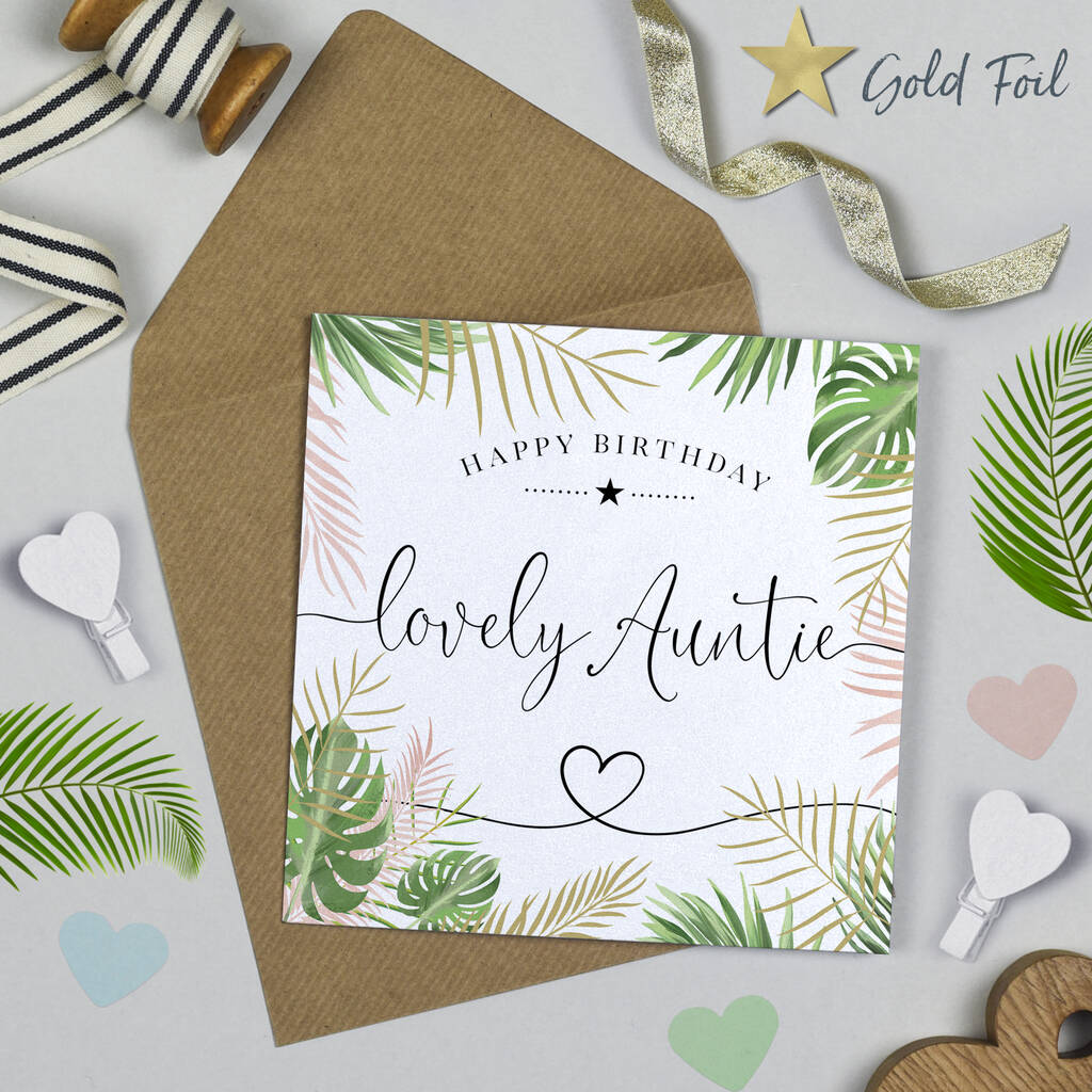 Palm Leaf 'Lovely Auntie' Birthday Card