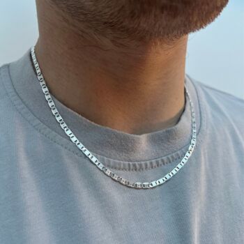 925 Sterling Silver Love Heart Chain Necklace For Men, 4 of 12