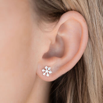 Sparkly Snowflake Sterling Silver Earrings, 3 of 11