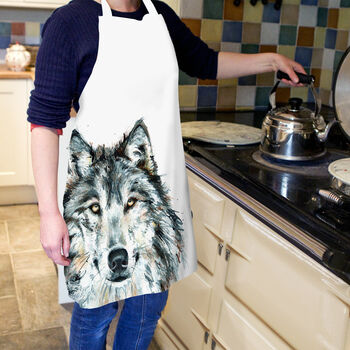 Inky Wolf Luxury Canvas Apron, 3 of 4