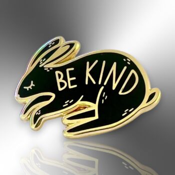 Be Kind Black Rabbit Hard Enamel Lapel Pin Badge, Hare Brooch, Mental Health Awareness Gifts, 3 of 8