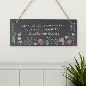 Personalised Slate Flowers Garden Sign Gift, 2 of 3