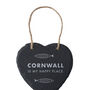 Cornwall Is My Happy Place Fish Design Cornish Gift Novelty Slate Hanging Heart Decoration, thumbnail 2 of 4