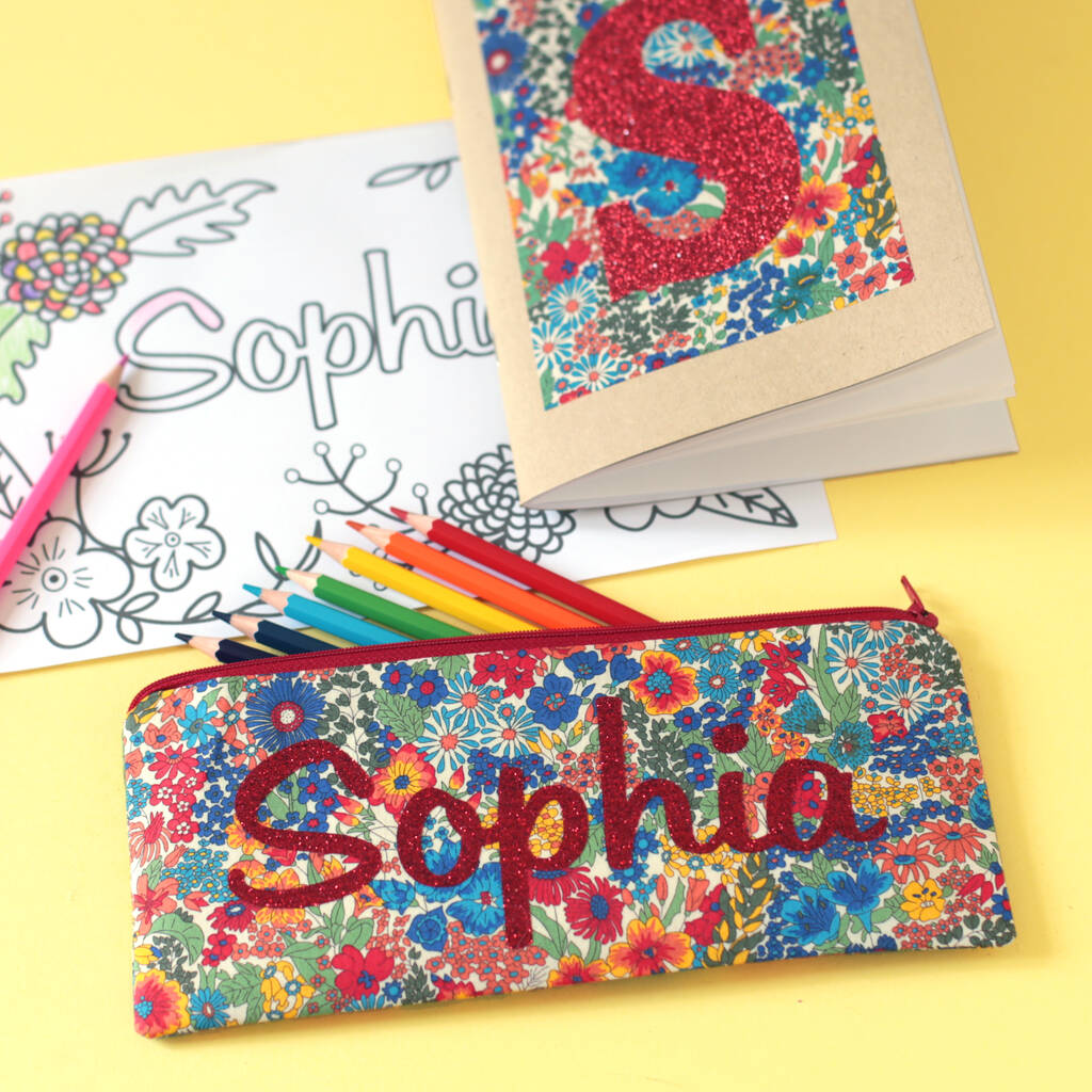 Liberty Personalised Pencil Case Colouring Gift Set, 1 of 9