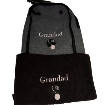 Personalised Embroidered Crown Green Bowling Shoe Bag And Towel Set, 2 of 2