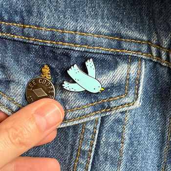Blue Bird Enamel Pin Badge, 2 of 2