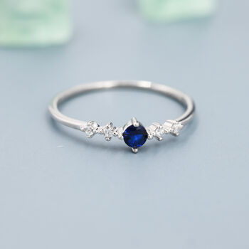 Sterling Silver Sapphire Blue Cz Ring, 5 of 12