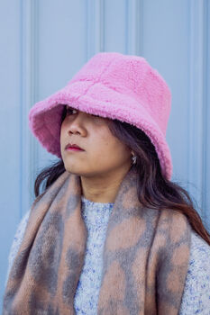 Pink Fluffy Teddy Bucket Hat, 2 of 6