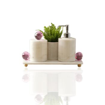 Black Marble Bathroom Set With Gold Hyacinth Detail, 3 of 6