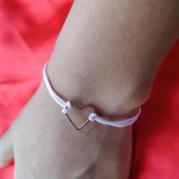 Pink String Hollow Heart Charm Bracelet, 2 of 4