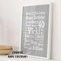 Personalised 40th Birthday Word Art Gift, thumbnail 7 of 10