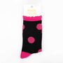 Women's Glitter Socks Hot Pink Large Polka Dots, thumbnail 4 of 4