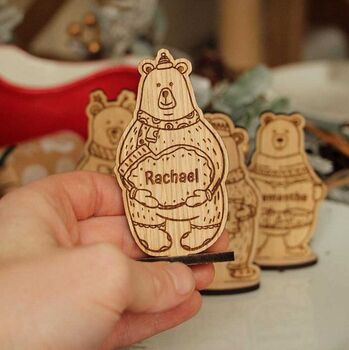 Christmas Bear Place Names, Xmas Table Decorations For Dinner Table Guests, 3 of 3