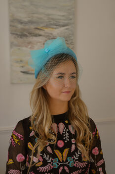 Turquoise Occasion Hat Band Crown 'Talulla', 4 of 12