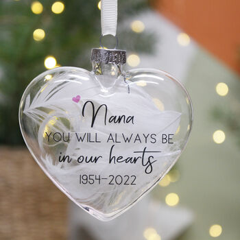 Feather Always In Our Hearts Glass Bauble, 7 of 7