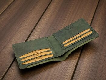 Personalised Handmade Leather Slim Wallet Gift For Him, 5 of 12