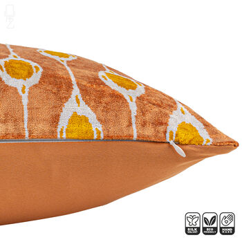 Cinnamon Ikat Silk Velvet Cushion Cover 50x50cm, 3 of 5