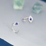 Evil Eye Cz Huggie Hoop Earrings In Sterling Silver, thumbnail 2 of 10