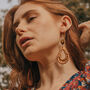 Gold Plate Teardrop Rattan Tigers Eye Crystal Earrings, thumbnail 2 of 5
