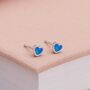 5mm Sterling Silver Blue Opal Heart Stud Earrings, thumbnail 1 of 5
