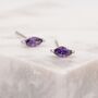 Sterling Silver Amethyst Purple Marquise Stud Earrings, thumbnail 3 of 9