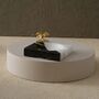 Handmade Black And White Marble Ashtray With Gold Eagle, thumbnail 1 of 4