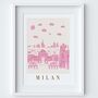 Milan Italy Pink Skyline Cityscape Scene Art Print, thumbnail 2 of 2